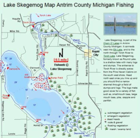 Lake Skegemog Fishing Map Lake Skegemog - Bouwman Realty Group